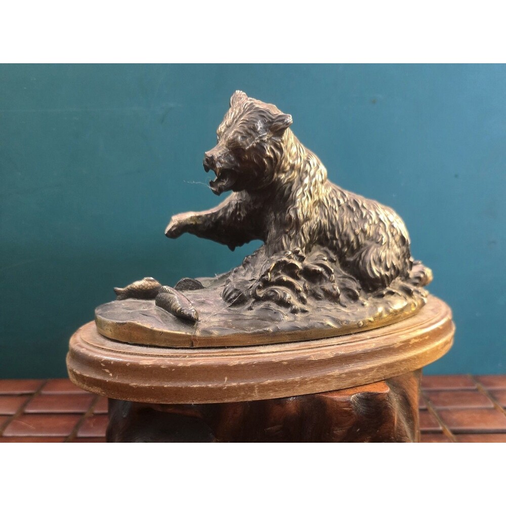 Grizzly Bear Salmon Fishing Gallery Originals Bronze Sculpture By Tom O'Brien